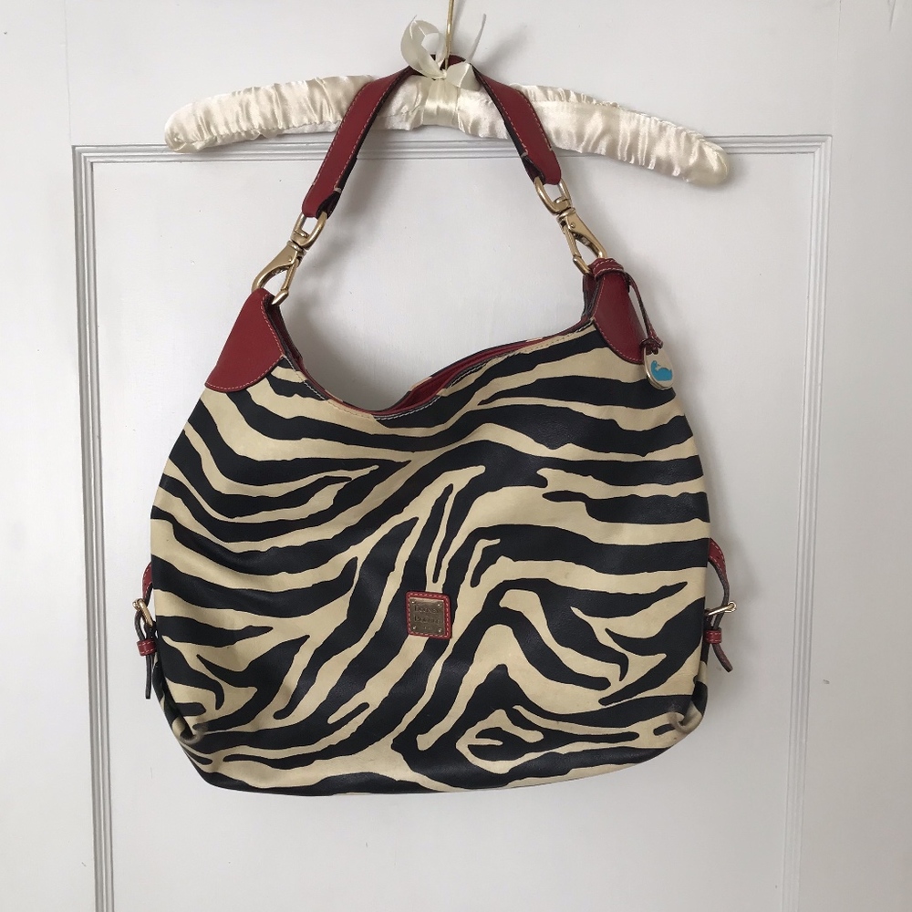 Dooney & Bourke zebra print leather hobo bag